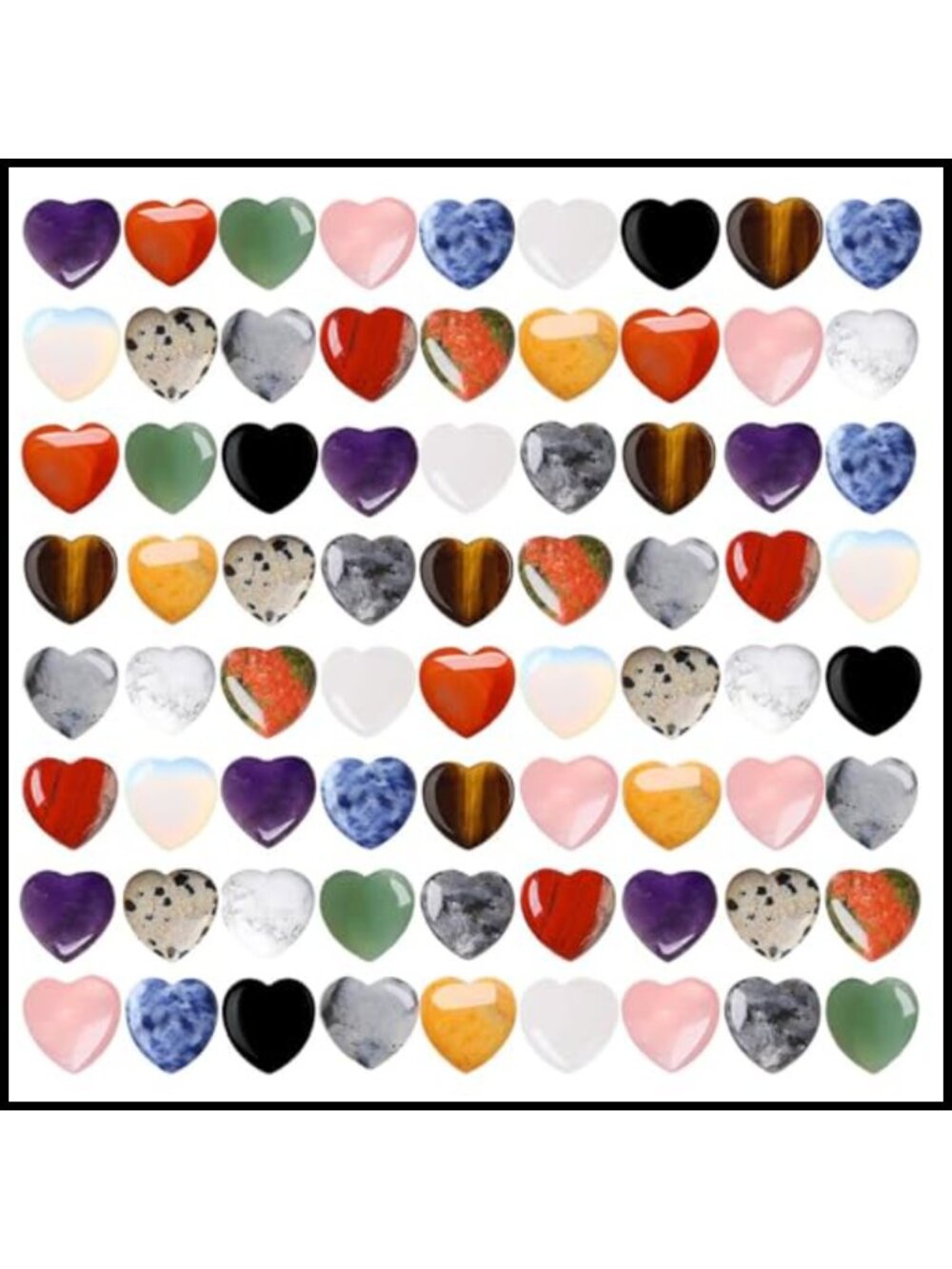 32pc Heart Shaped Natural Stone Worry Stones for Anxiety Relief Meditation DIY